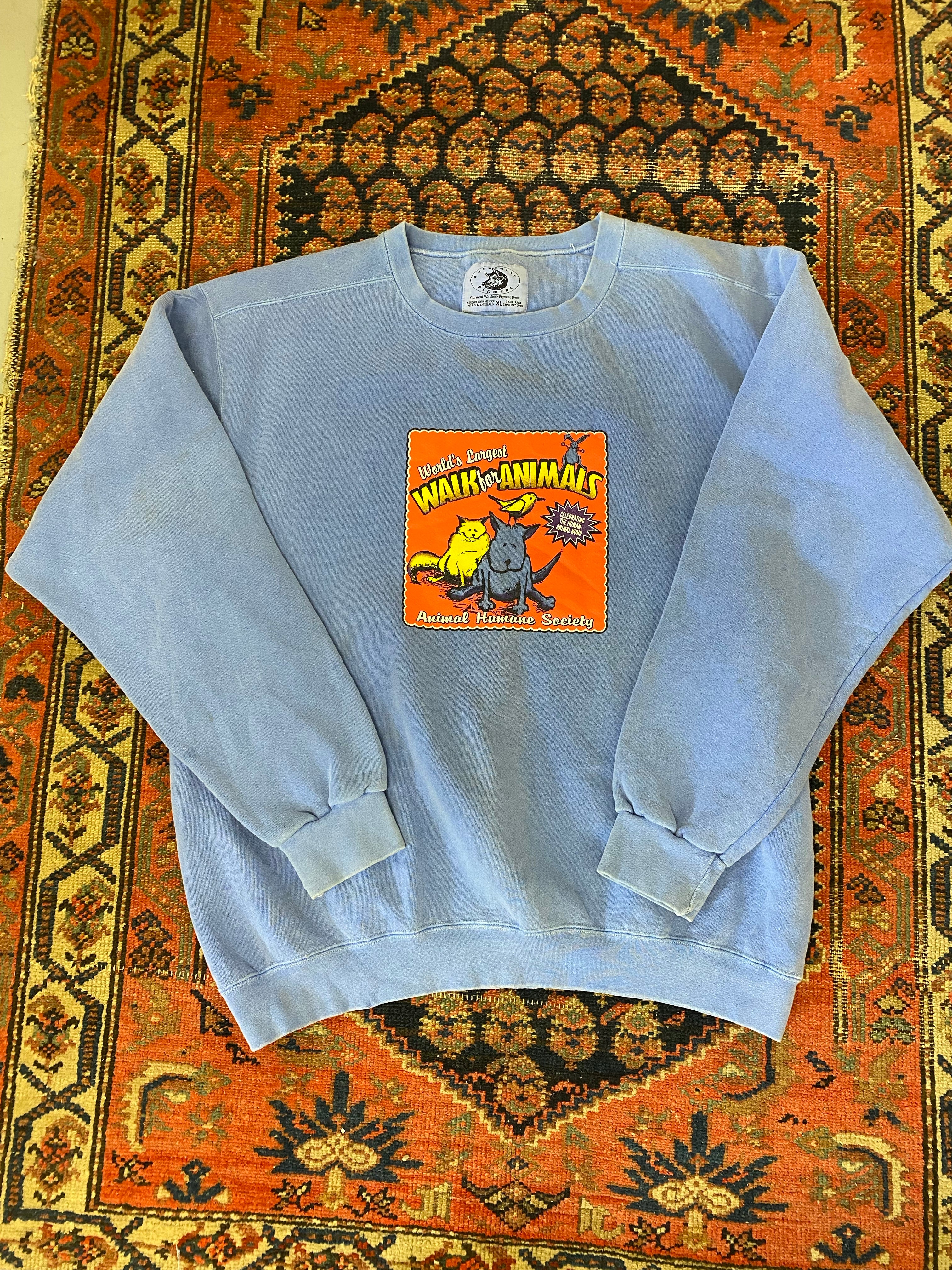 Vintage Walk For Animals Stone Wash Crewneck - L/XL