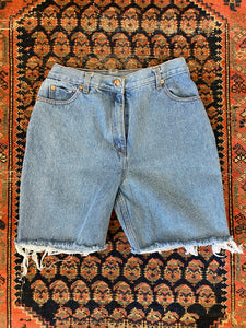90s Frayed High Waisted Denim Shorts - 29in