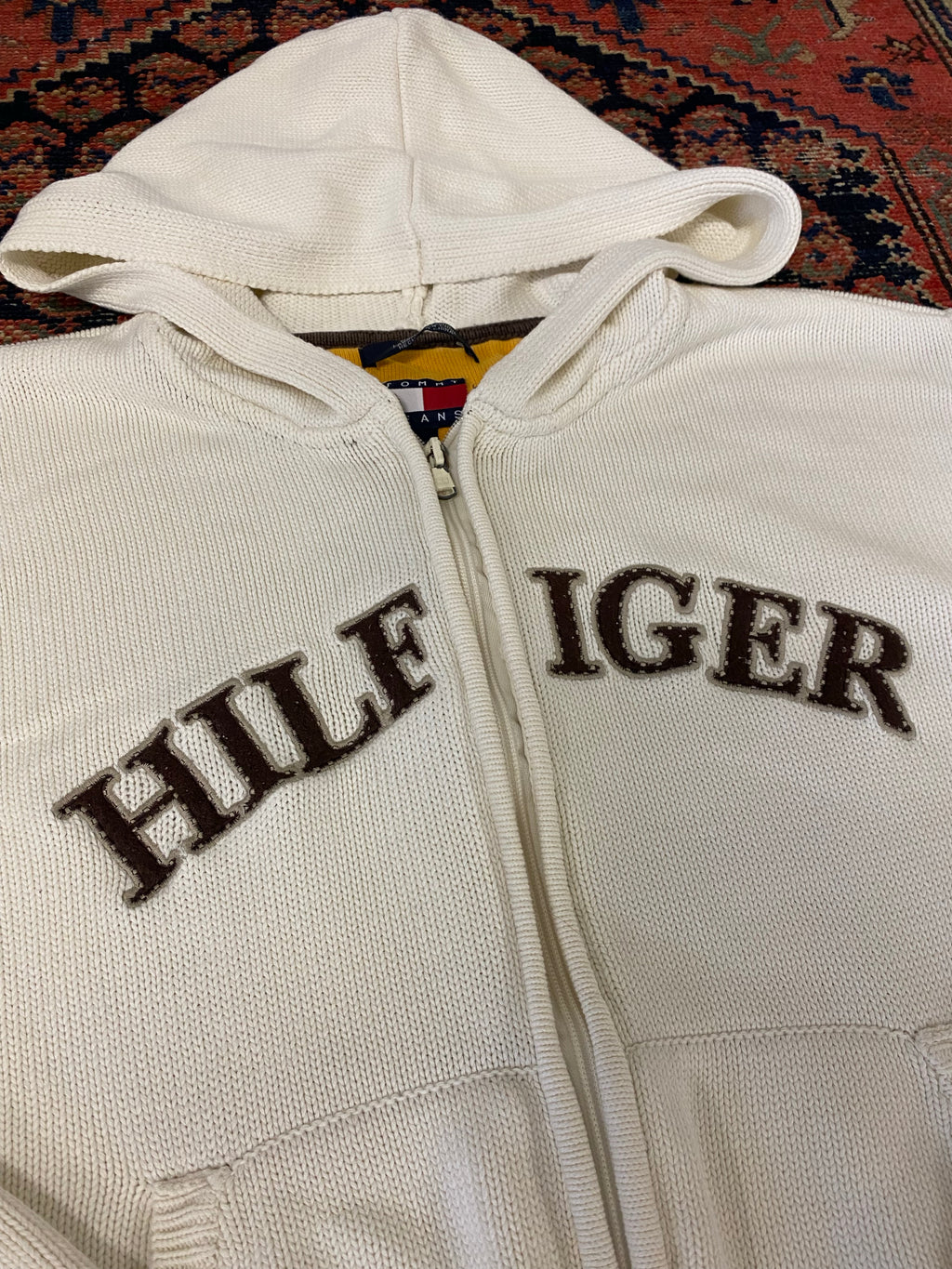 90s Knit Tommy Hilfiger Full-zip Hoodie - L