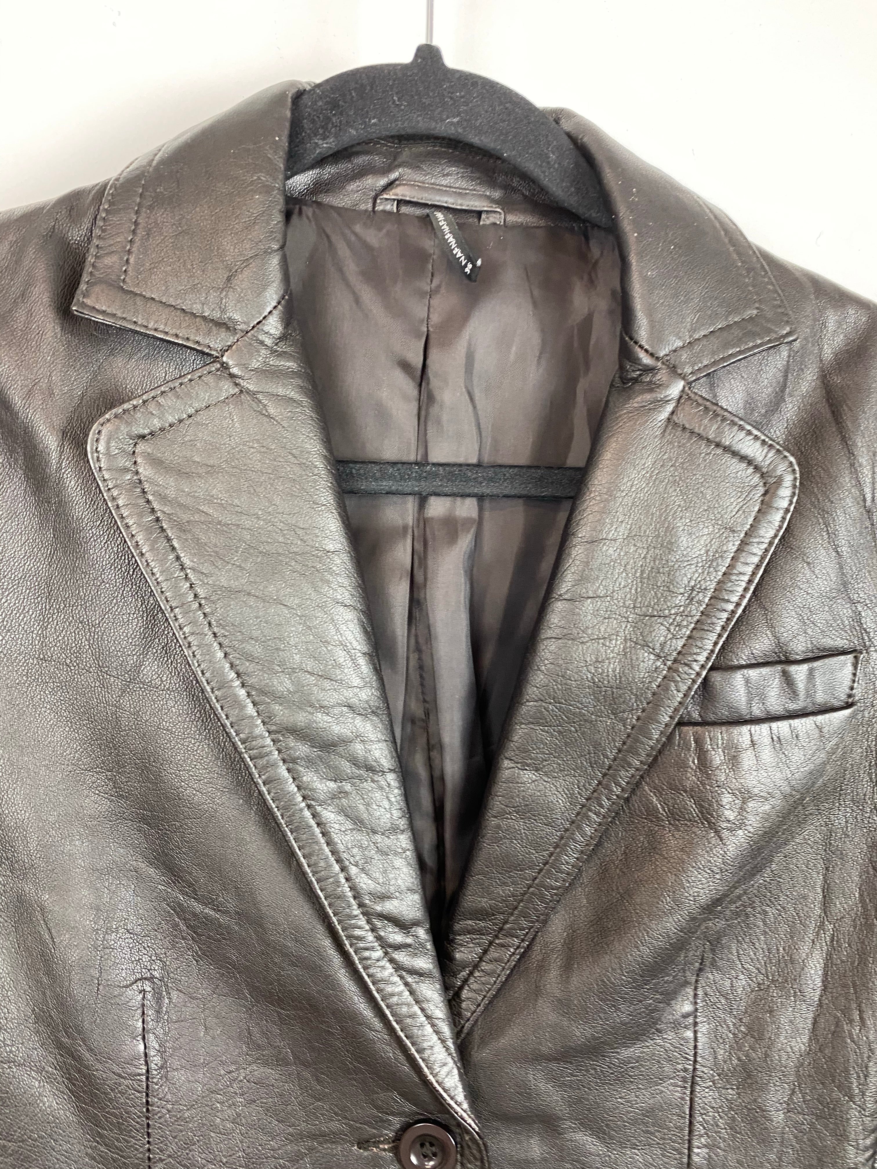 Vintage Black cropped leather jacket - 36