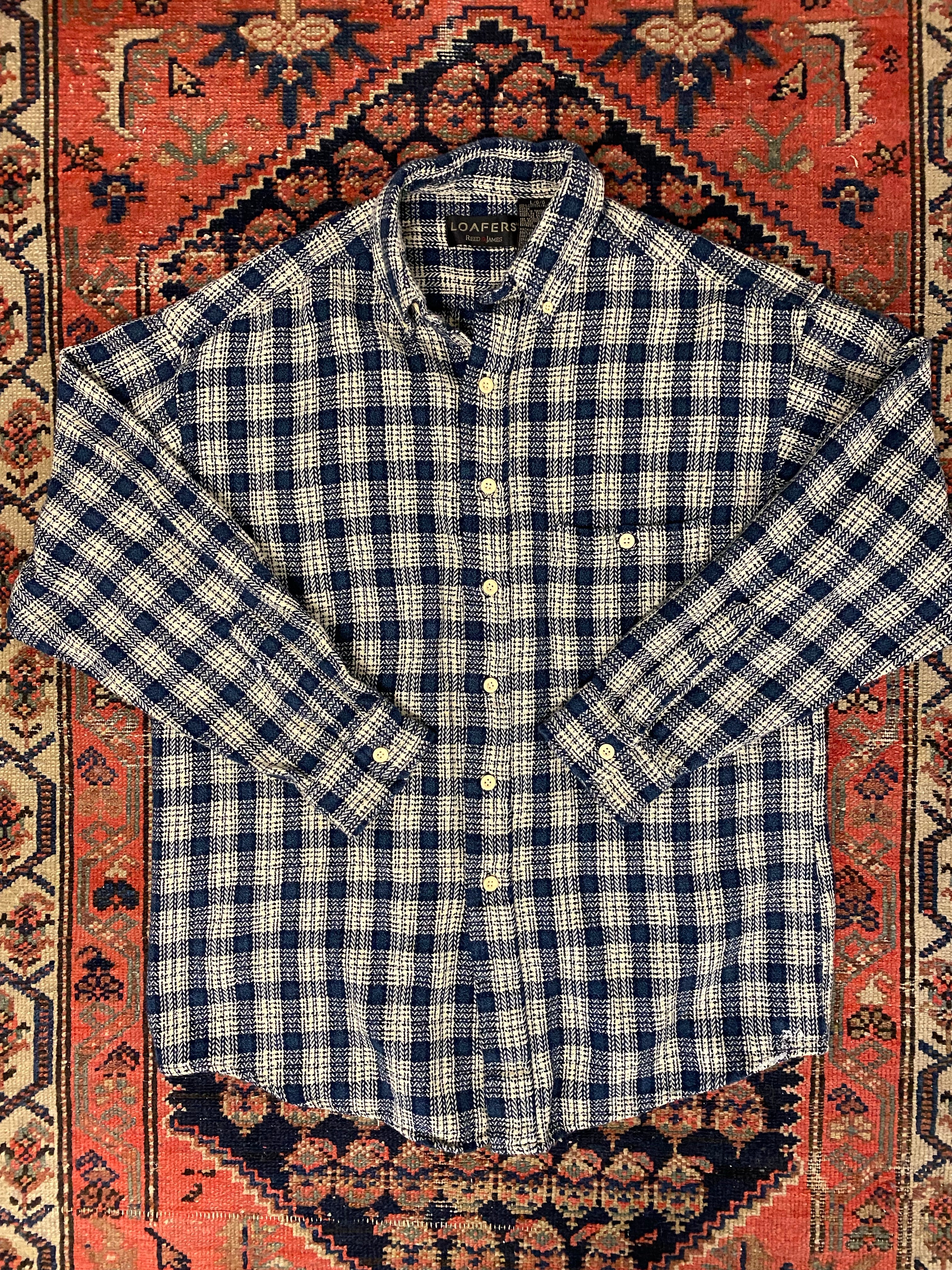Vintage Blue Flannel Button Up - L