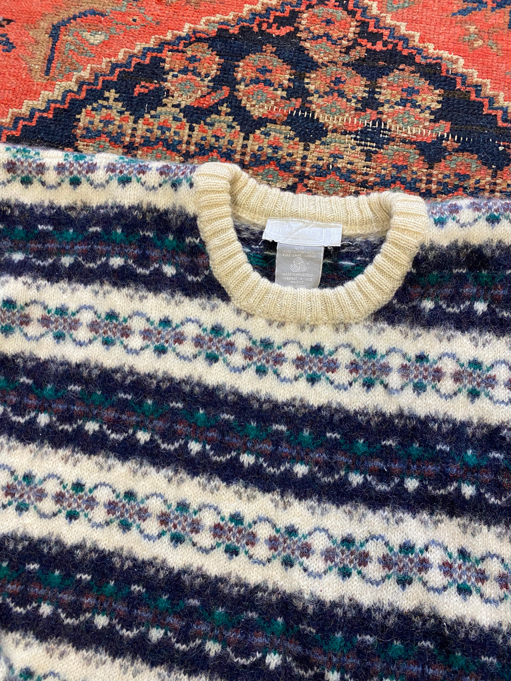Vintage wool patterned sweater - M