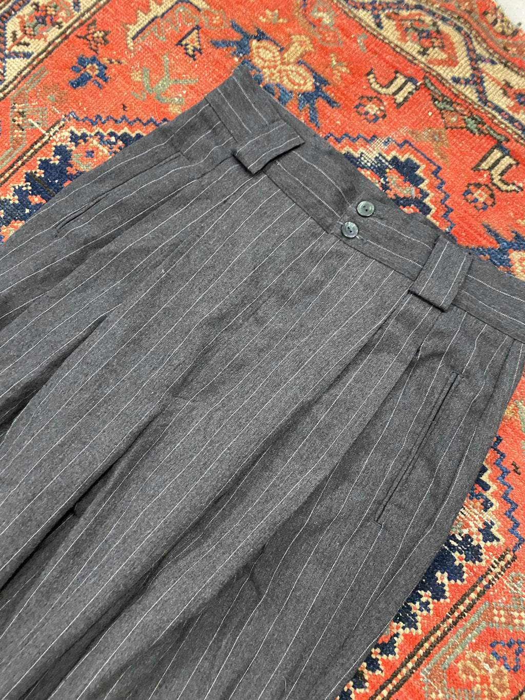 Vintage Striped Pleated Trousers - 29In/W