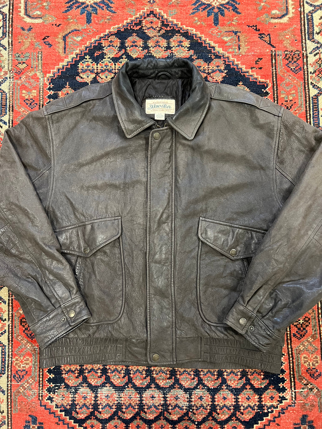 VINTAGE LEATHER BOMBER JACKET - MEDIUM