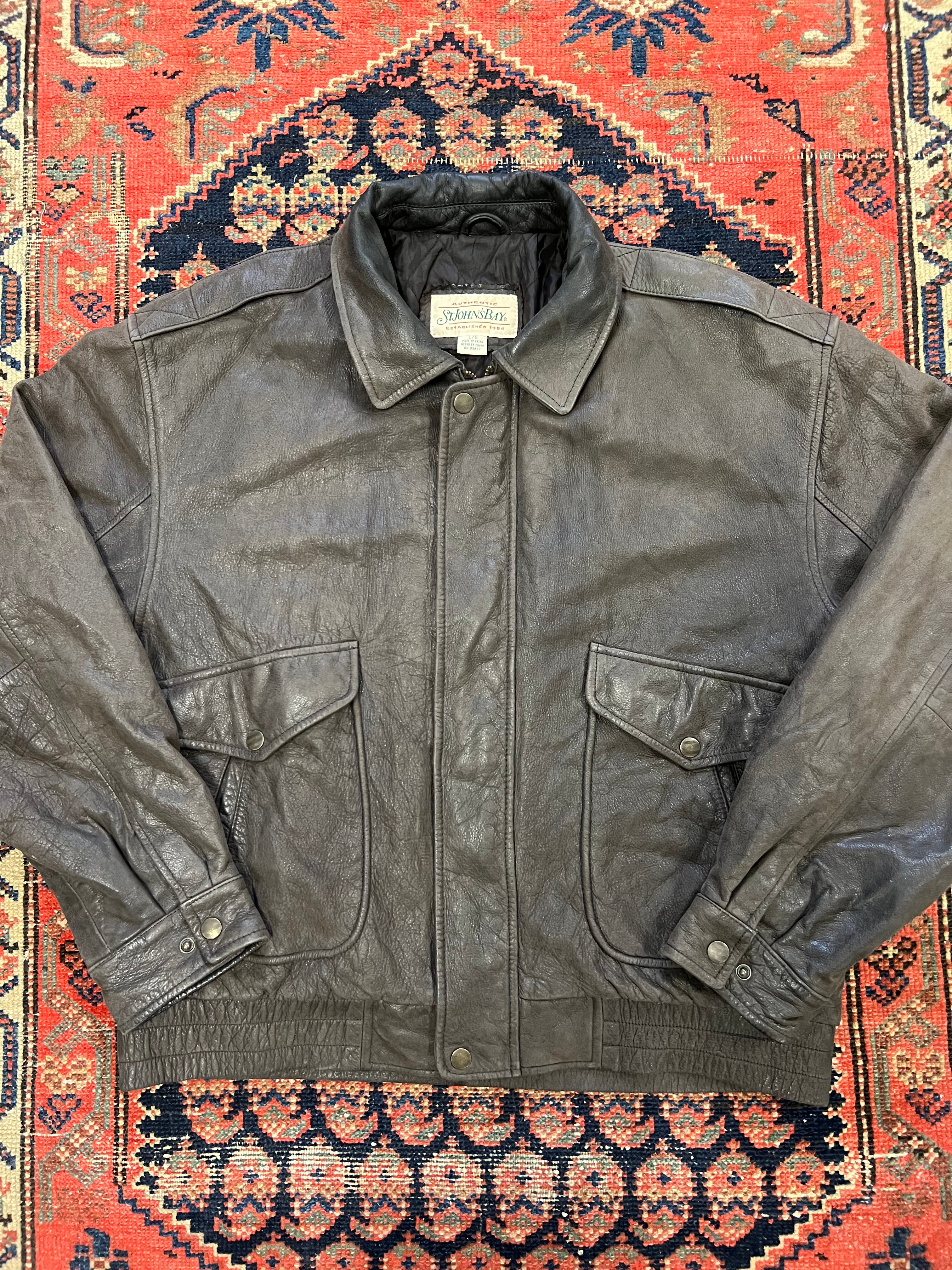 VINTAGE LEATHER BOMBER JACKET - MEDIUM