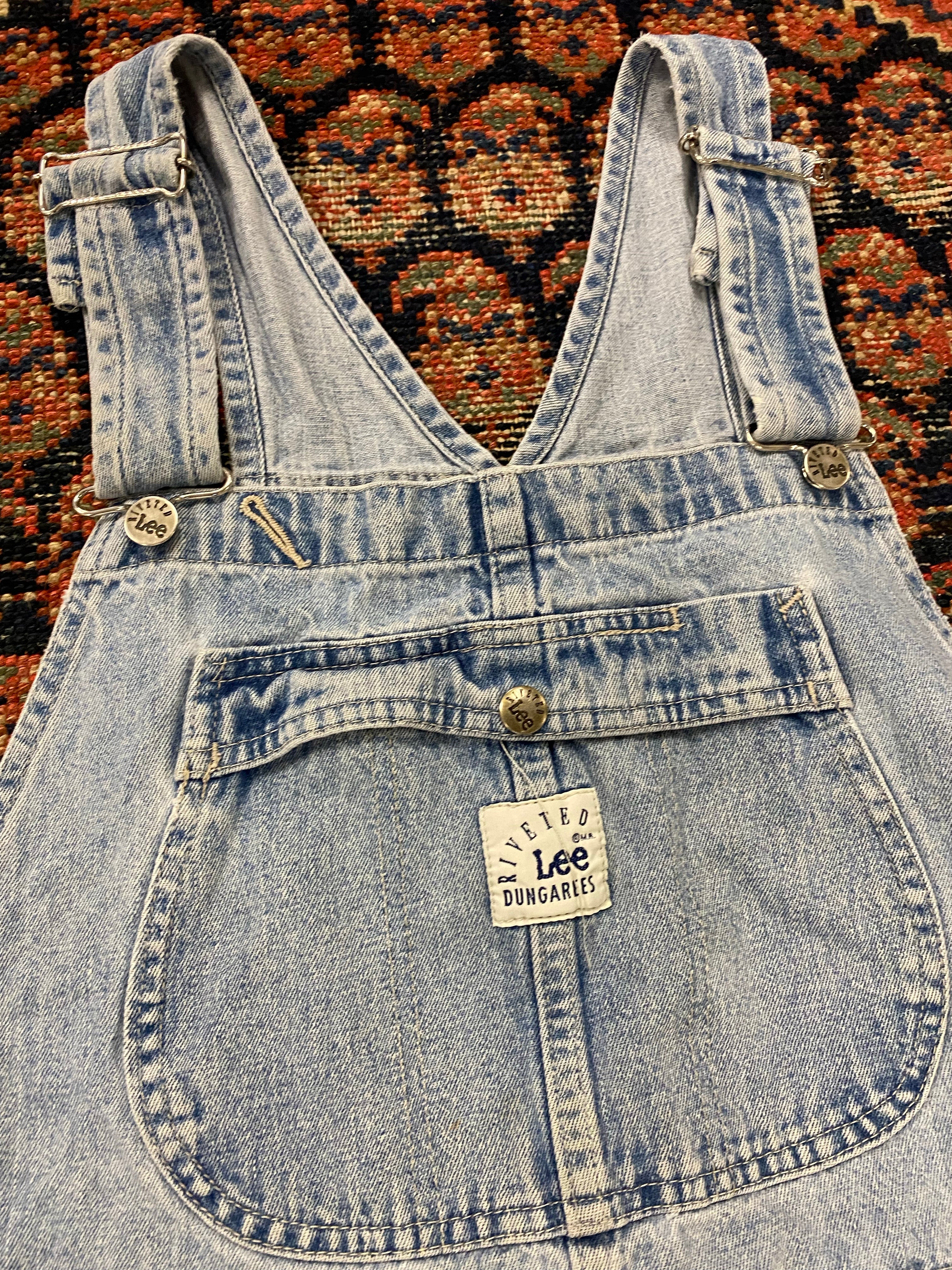 Vintage Lee Denim Short Overalls - L