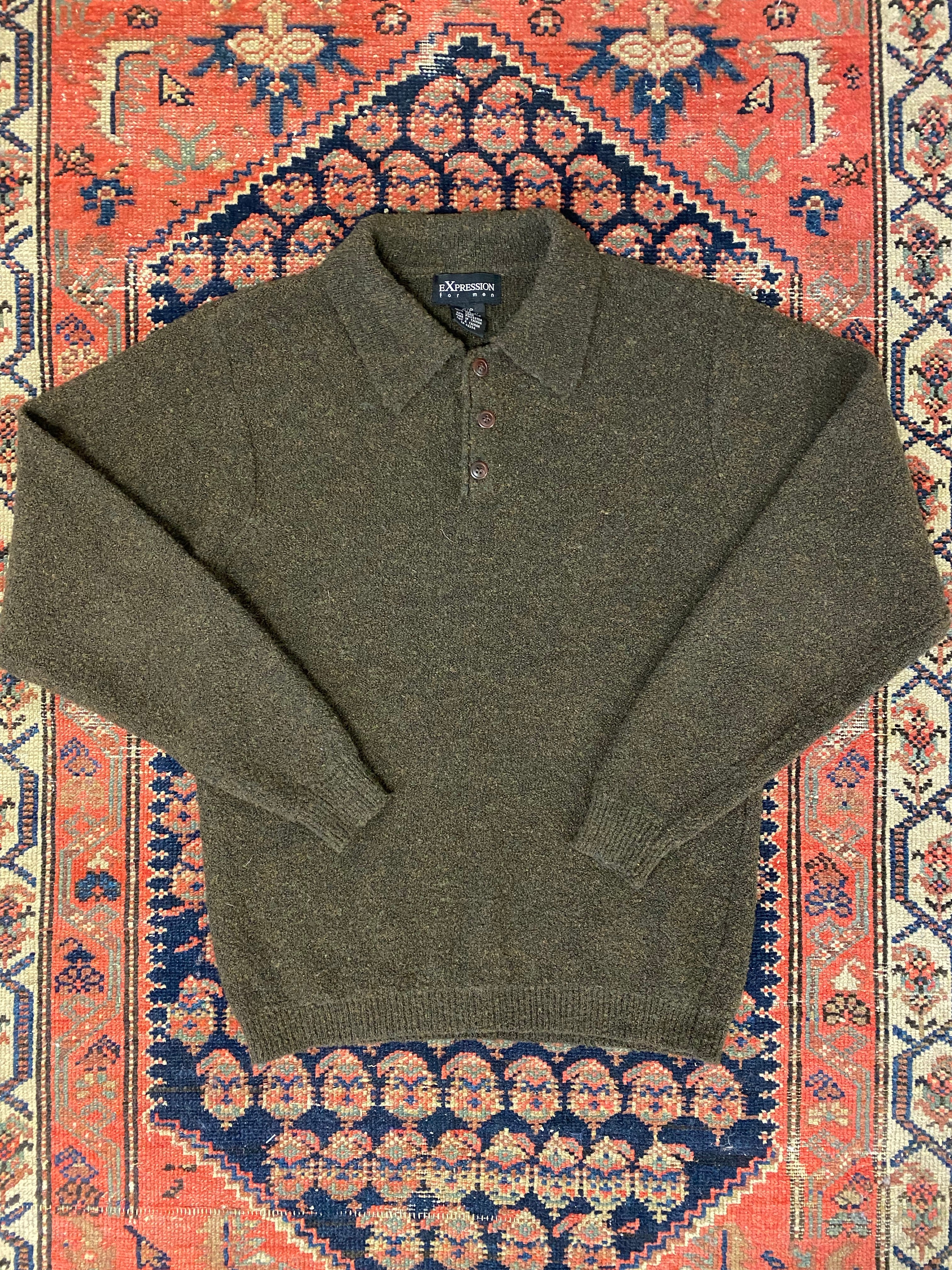 Vintage Knit Collared Sweater - L