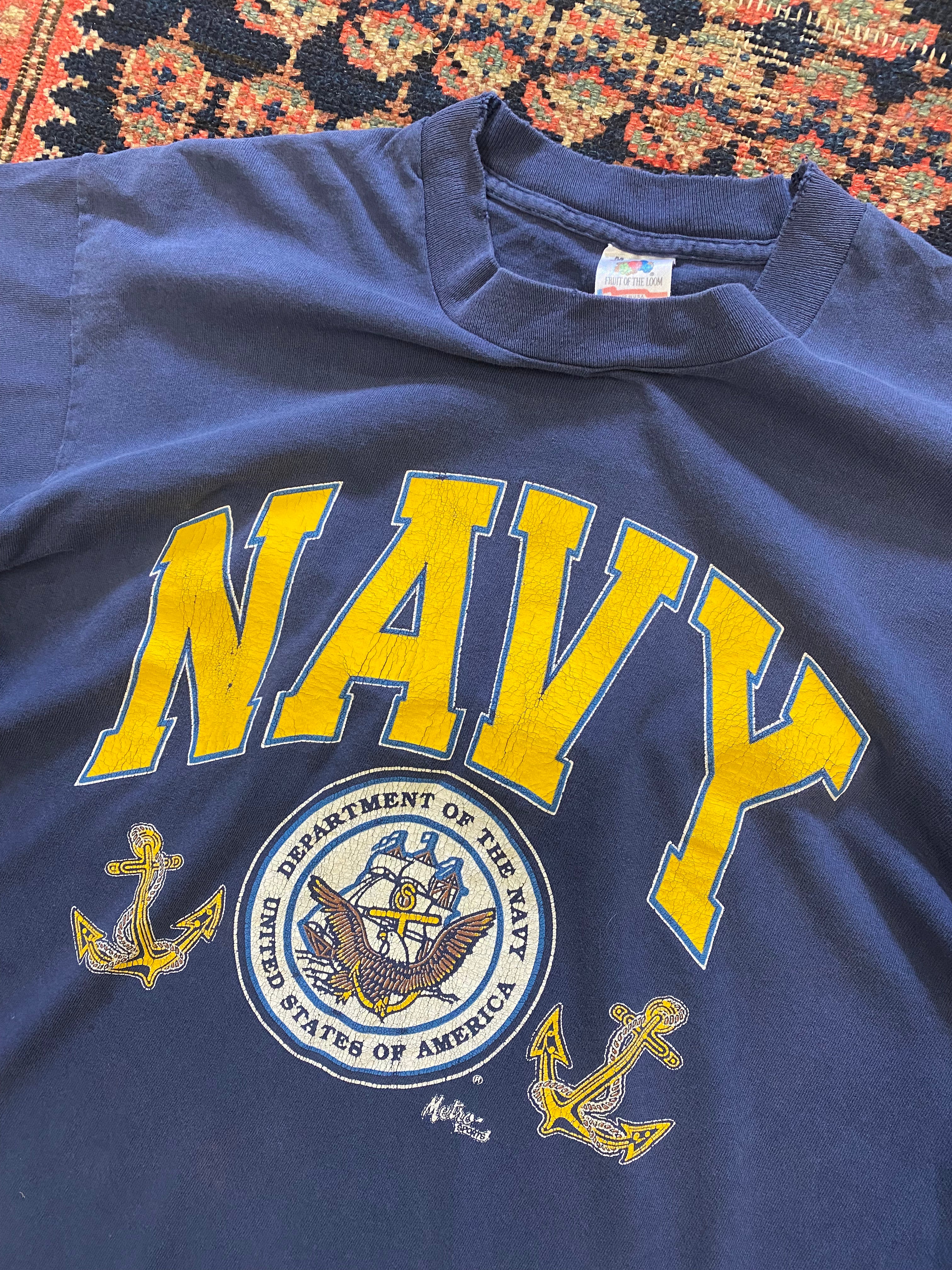 Vintage single stitch navy t shirt - S