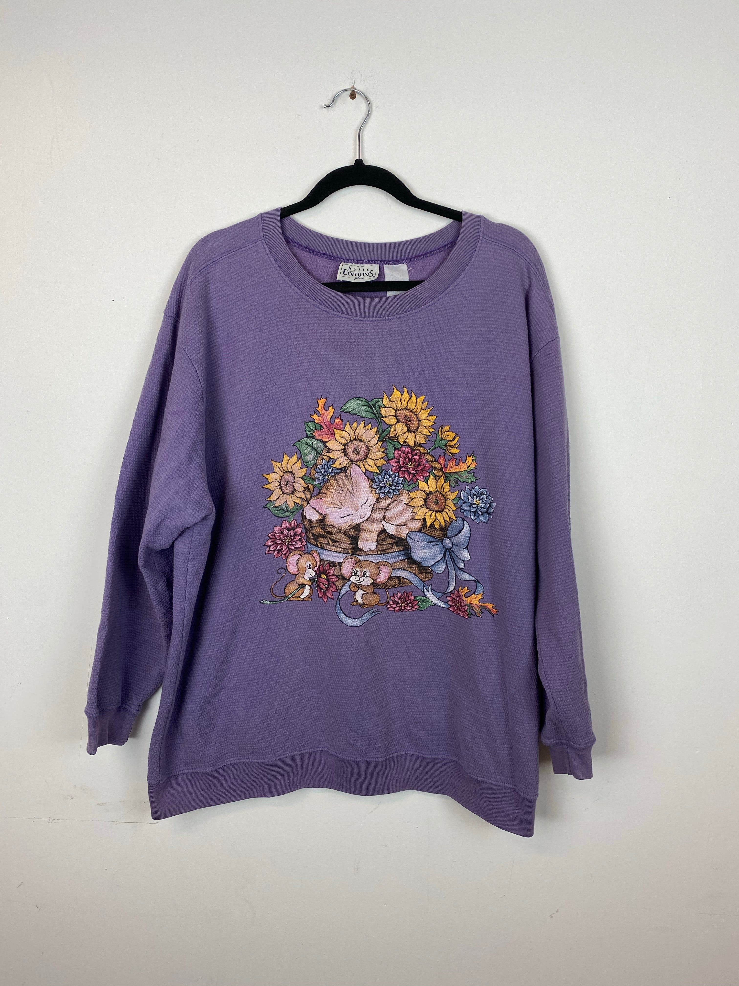 90d purple textured crewneck