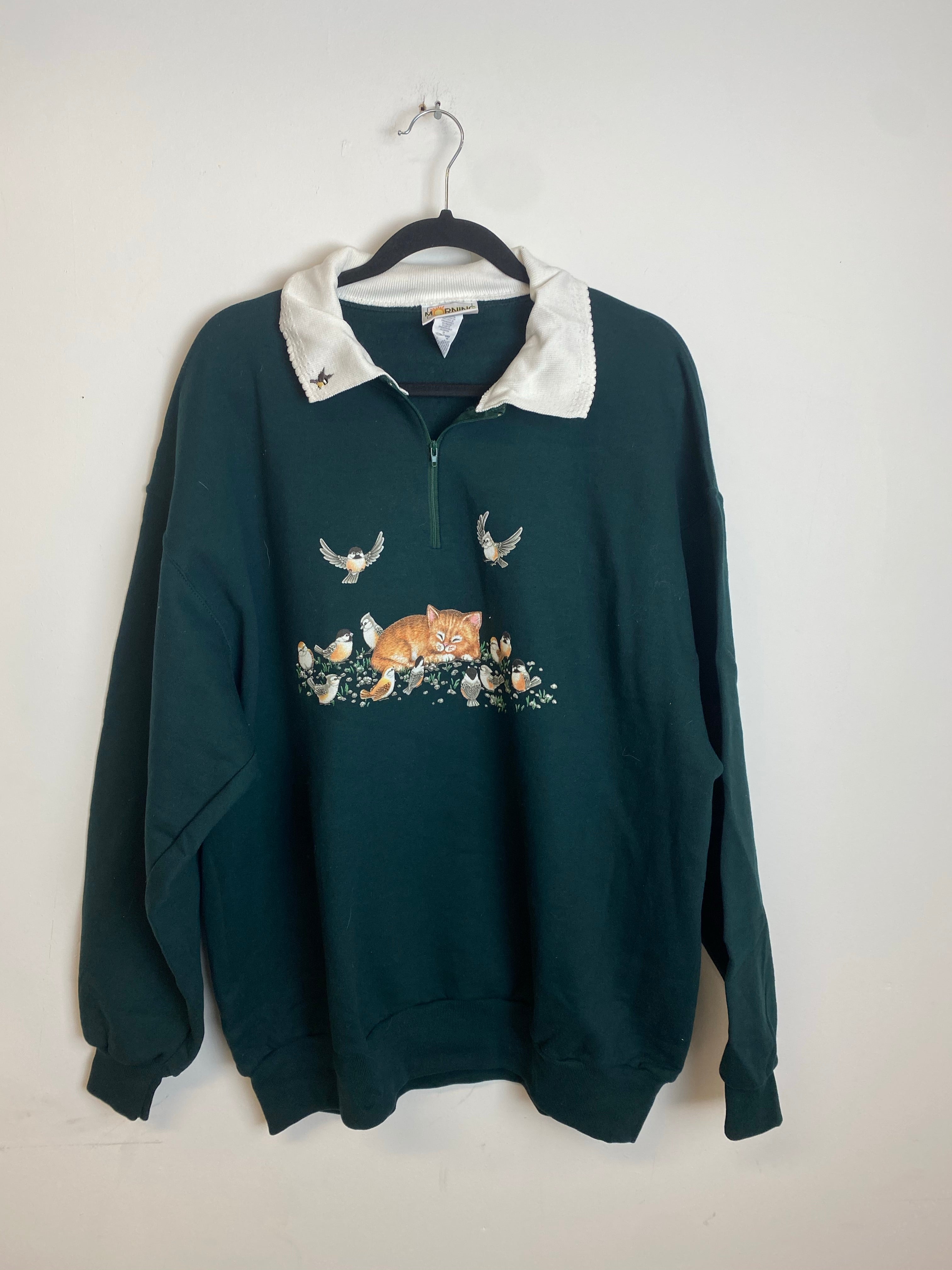 Vintage Graphic Collared Quarter-zip Crewneck - L/XL