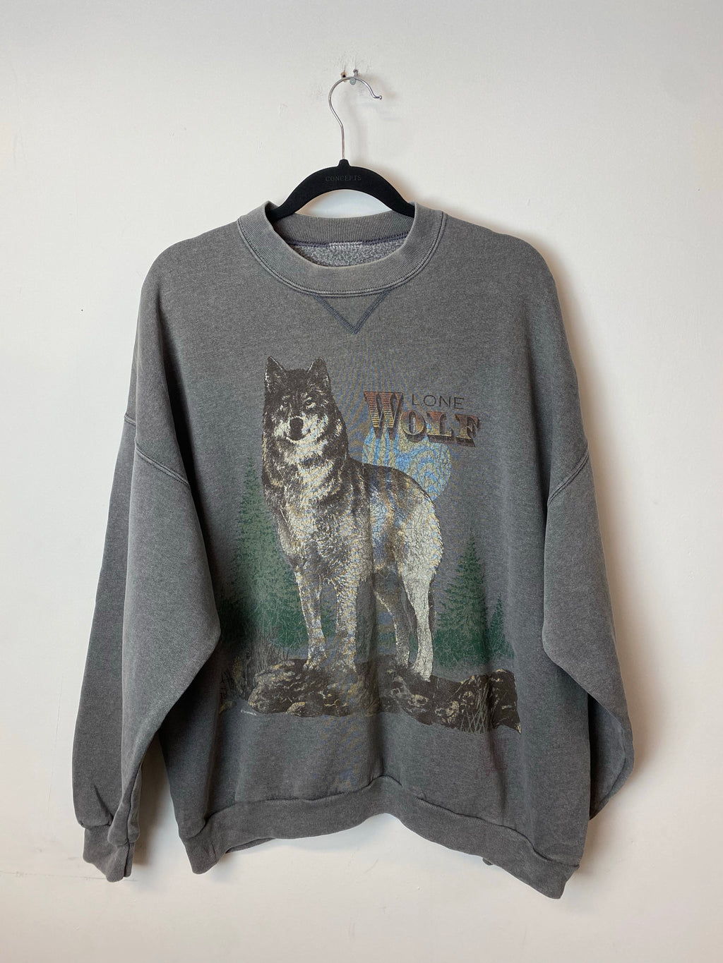 Vintage Stone Wash Lone Wolf Crewneck - M
