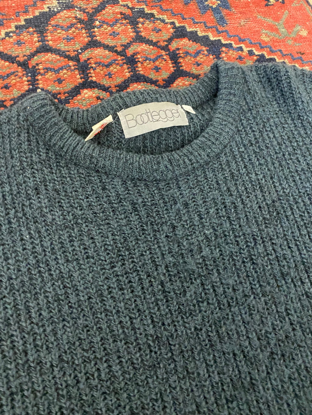 Vintage Charcoal Grey Knit Sweater - L