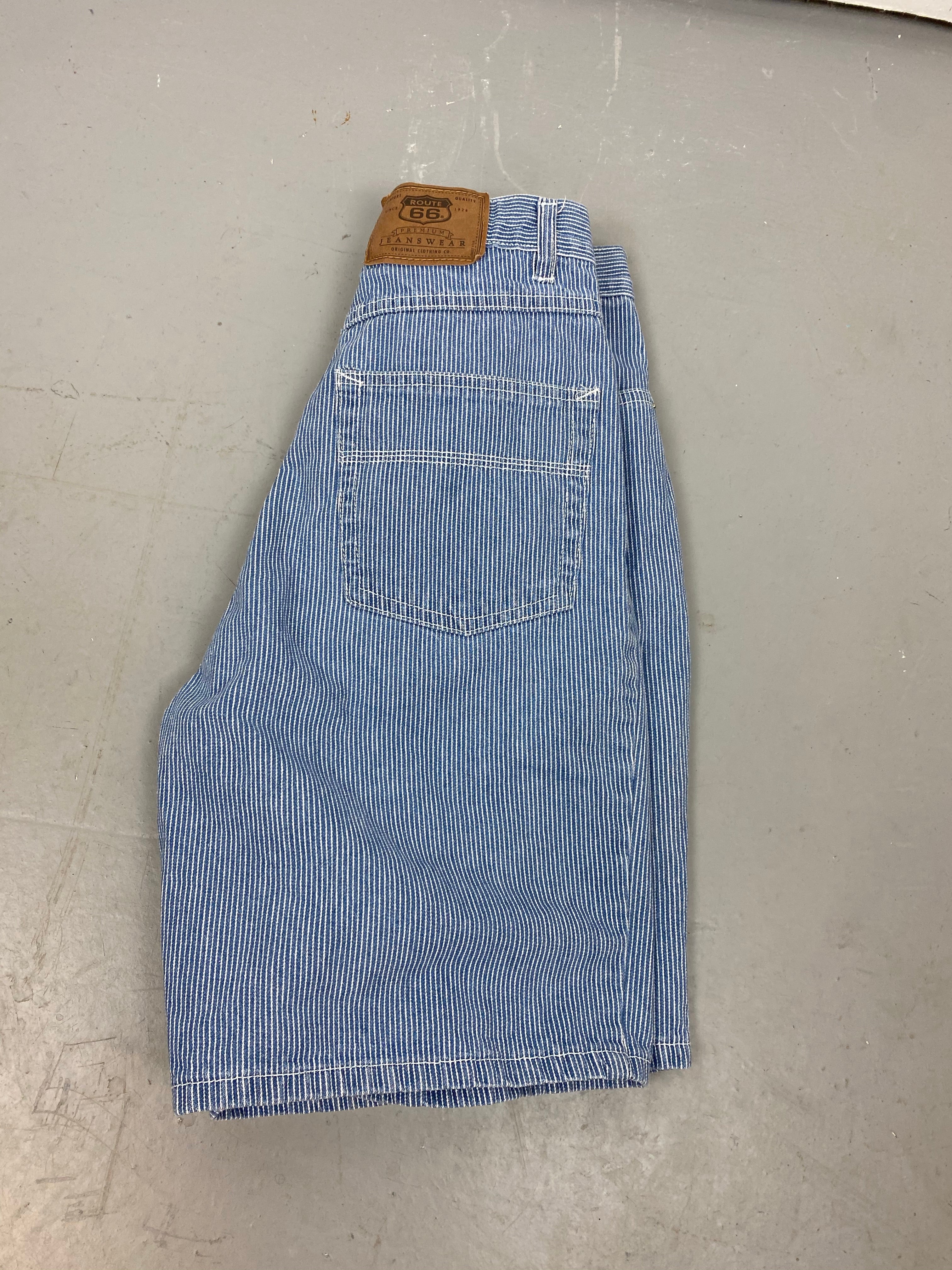 Vintage High Waisted Pinstriped Route 66 Denim Shorts - 26in