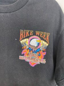 Front and back faded bike week t shirt