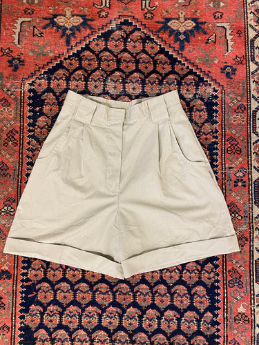 Vintage High Waisted Cuffed Khaki Shorts - 26in