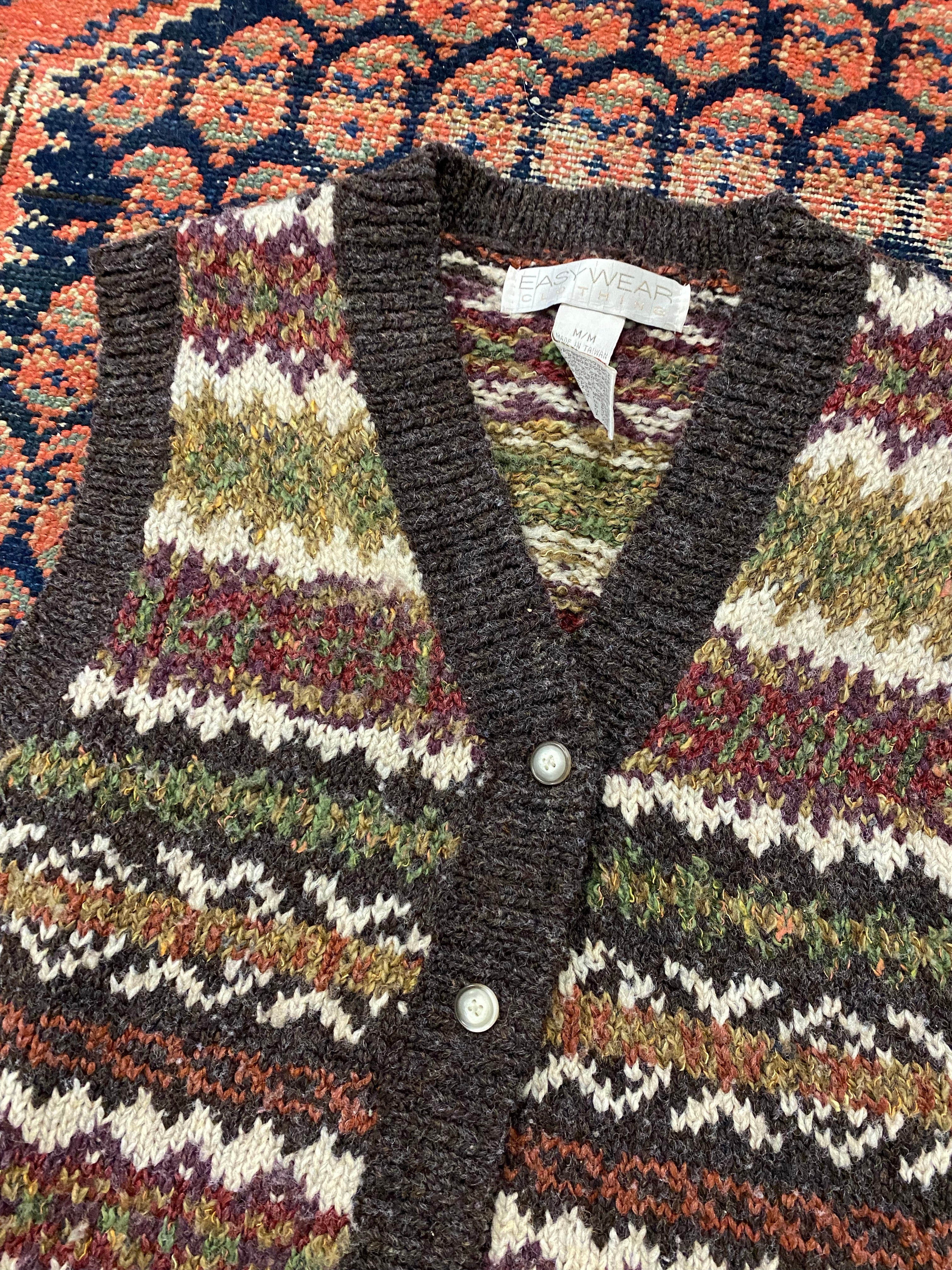 Vintage Buttoned Knitted Vest - M
