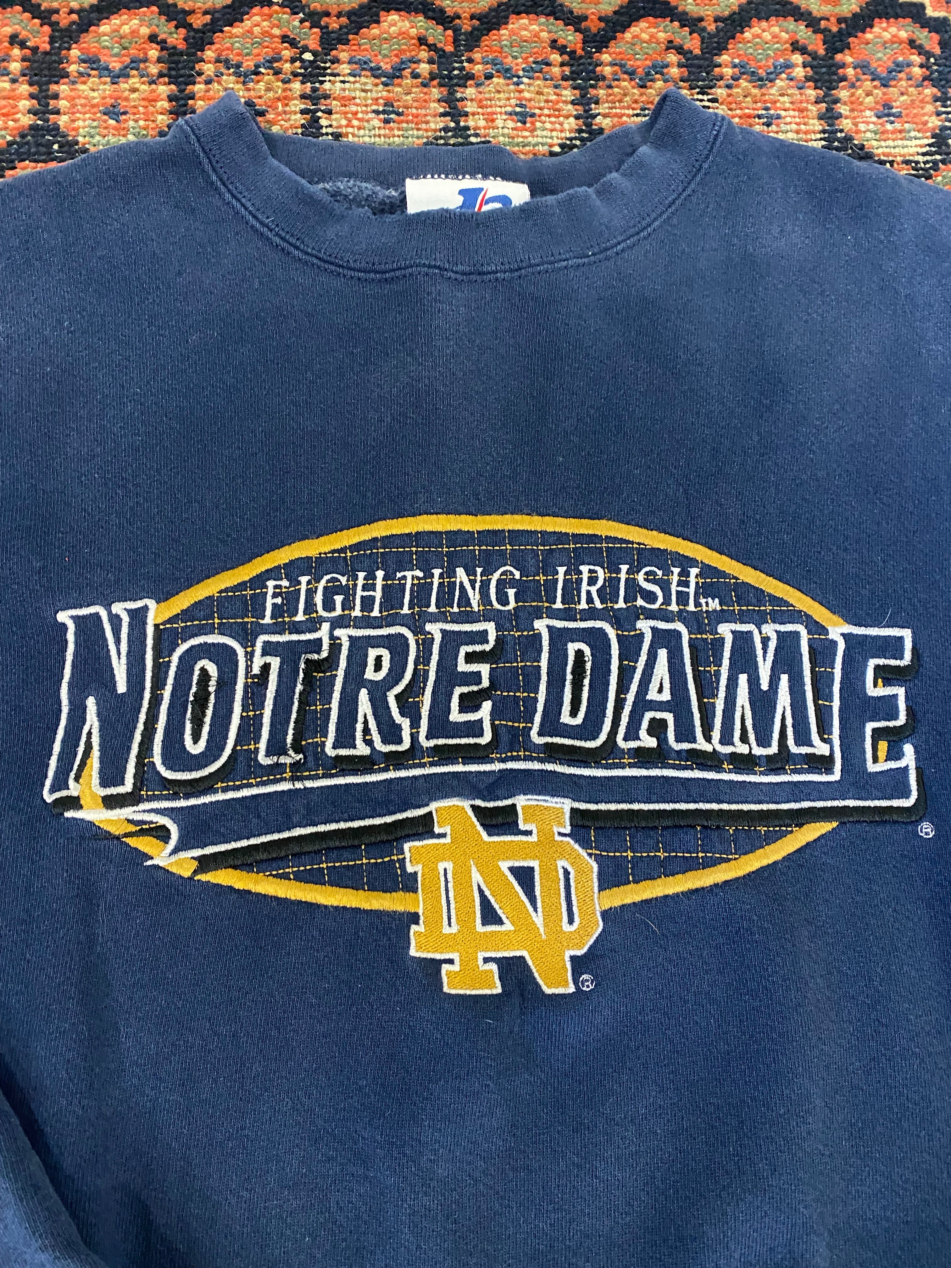 90s Embroidered Notre Dame Crewneck - M