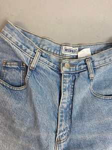 Vintage High Waisted Mixed Blues Hemmed Denim Shorts - 29in