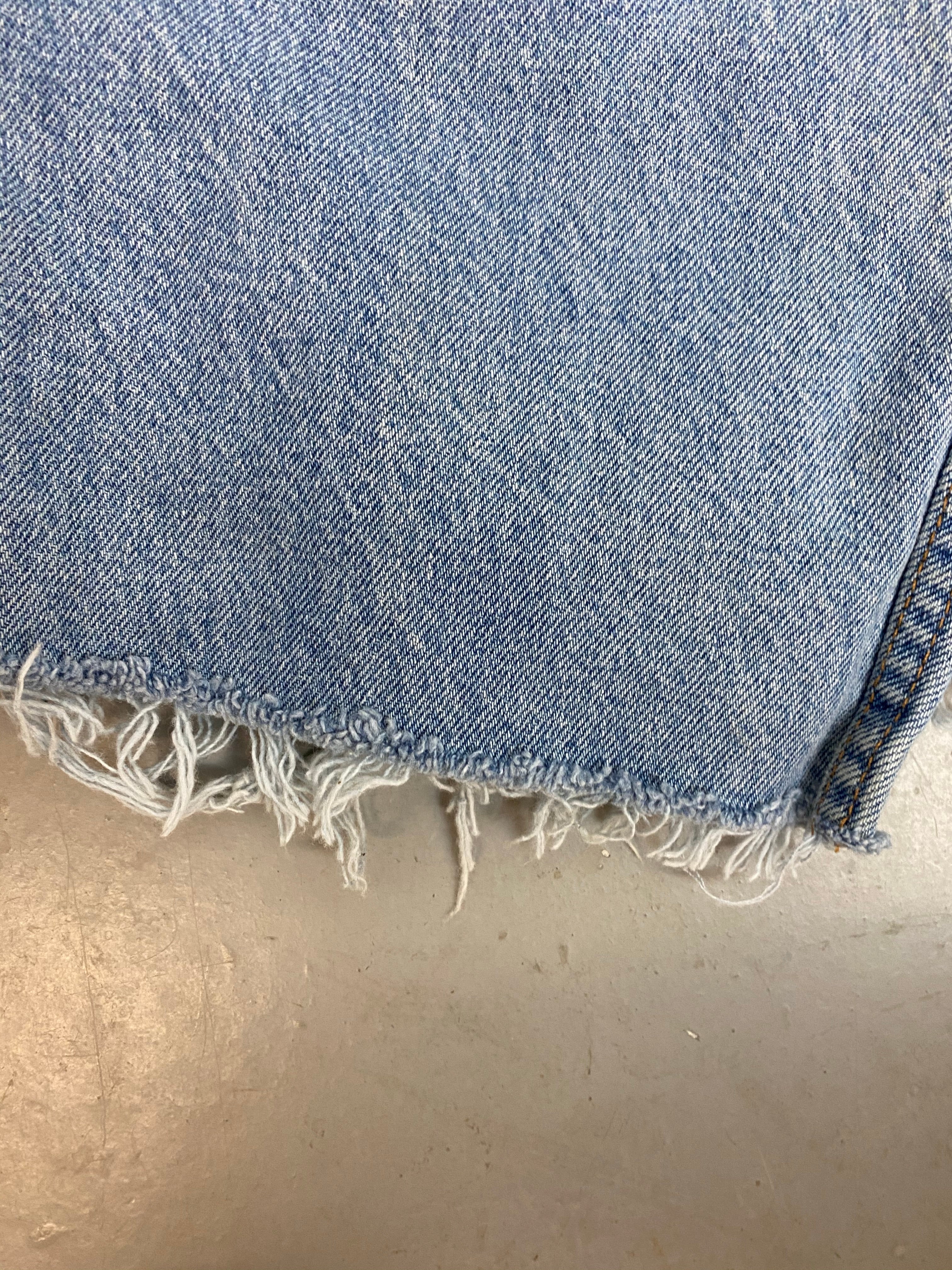 Vintage Chic High Waisted Denim frayed Shorts - 26in