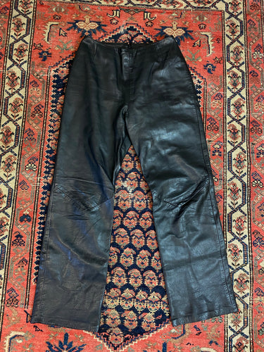 Vintage High Waisted Leather Pants - 28in