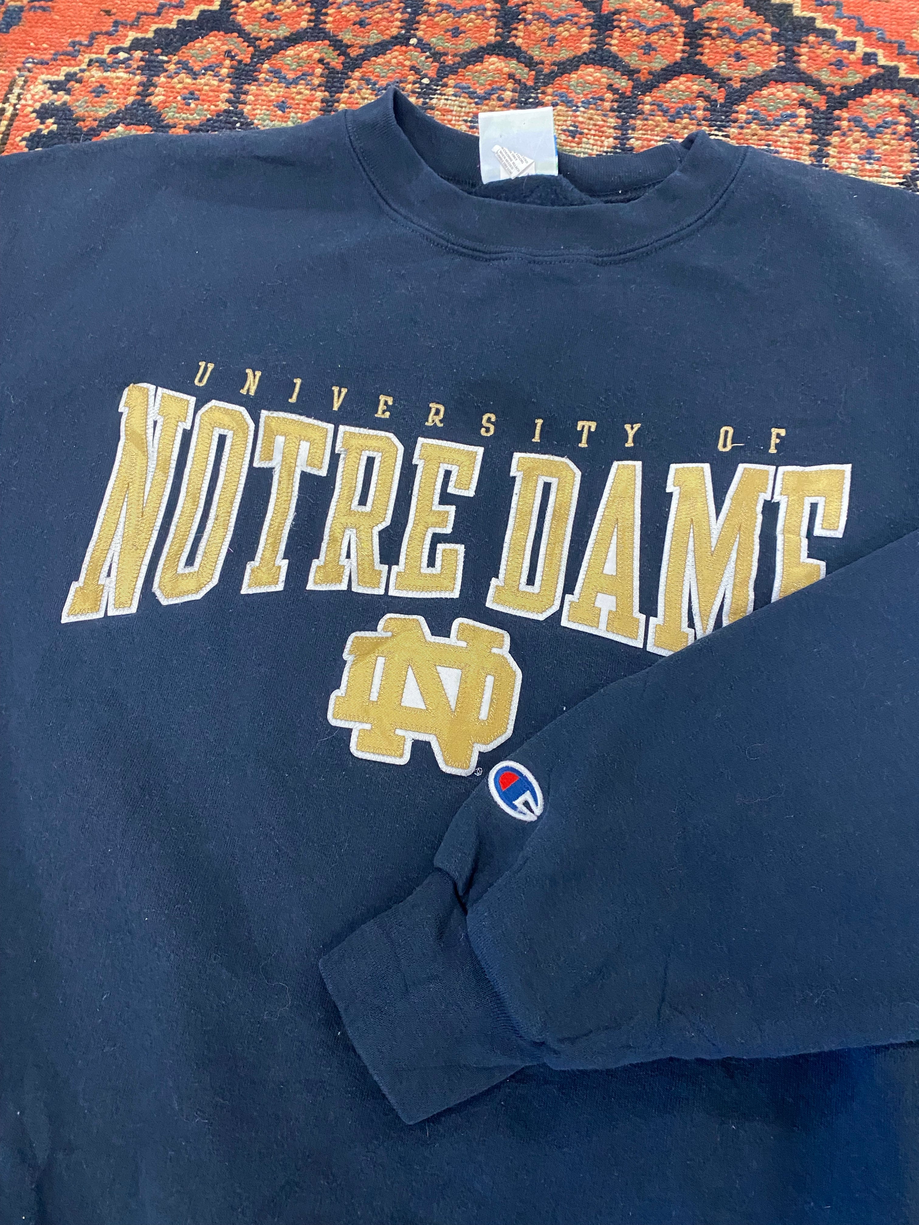 Vintage Embroidered Champion Notre Dame Crewneck - M/L
