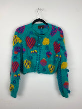 Load image into Gallery viewer, 90s Fuzzy Mohair Front Button Knit top - M