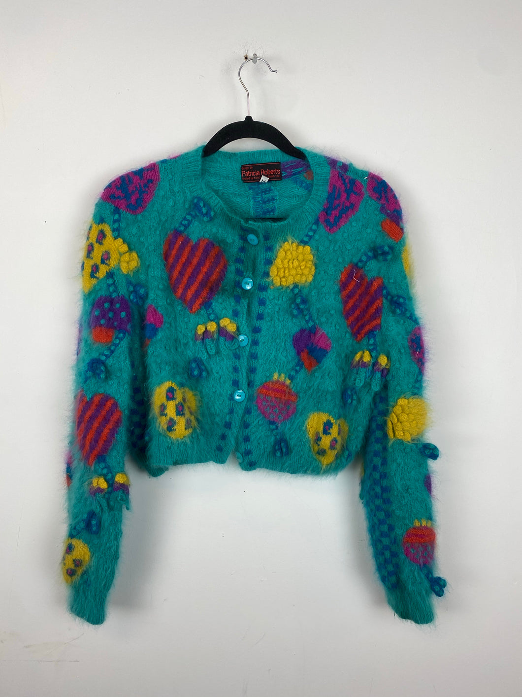 90s Fuzzy Mohair Front Button Knit top - M