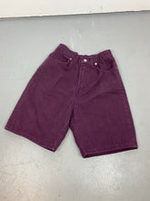 Load image into Gallery viewer, 90s Burgundy High Waisted Denim Shorts - 25in