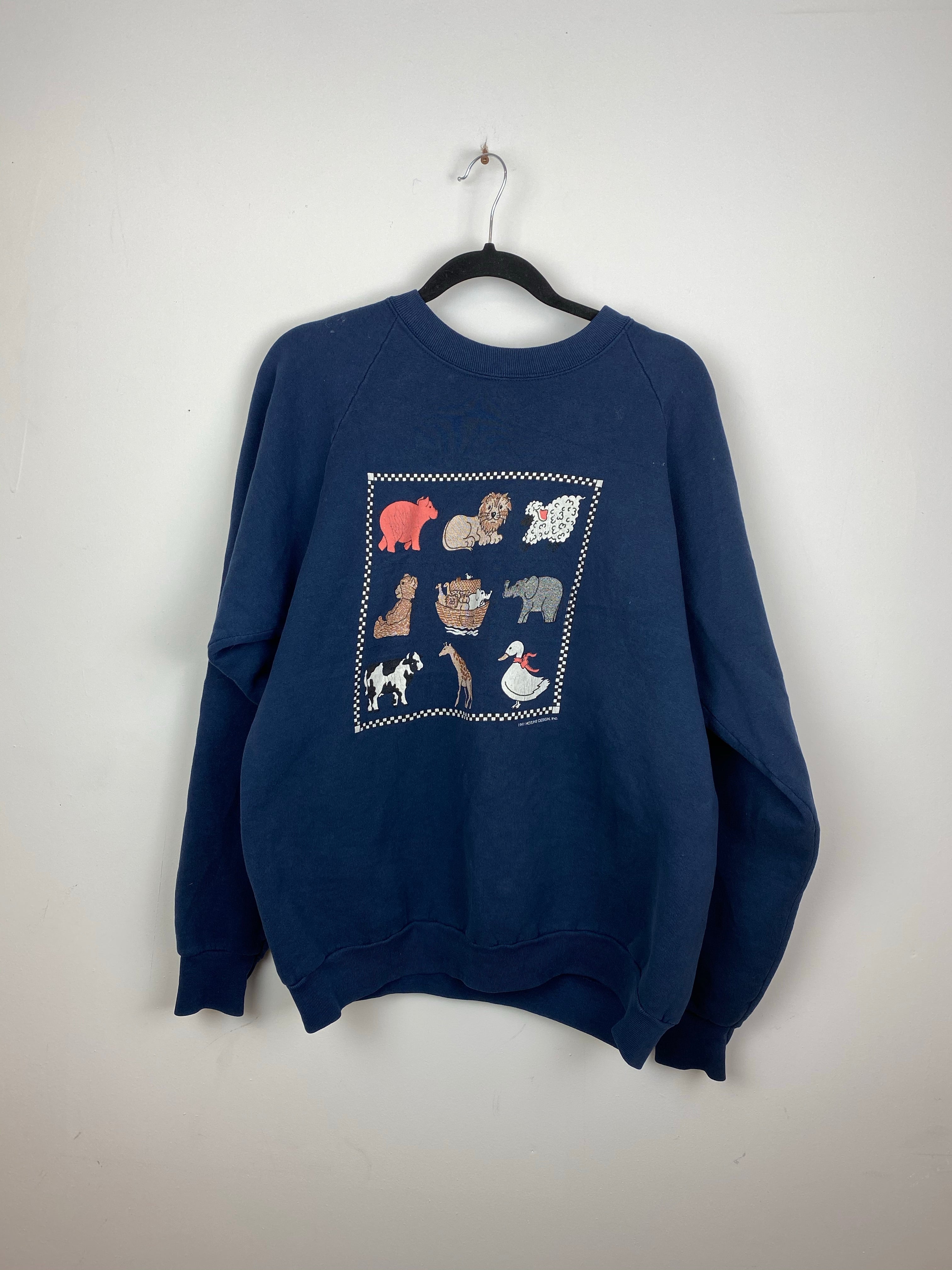 Oversized 80s animal crewneck