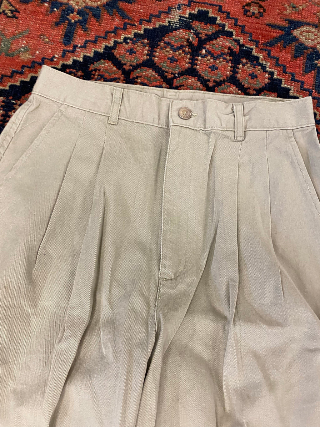Vintage High Waisted Khaki Trousers - 26in