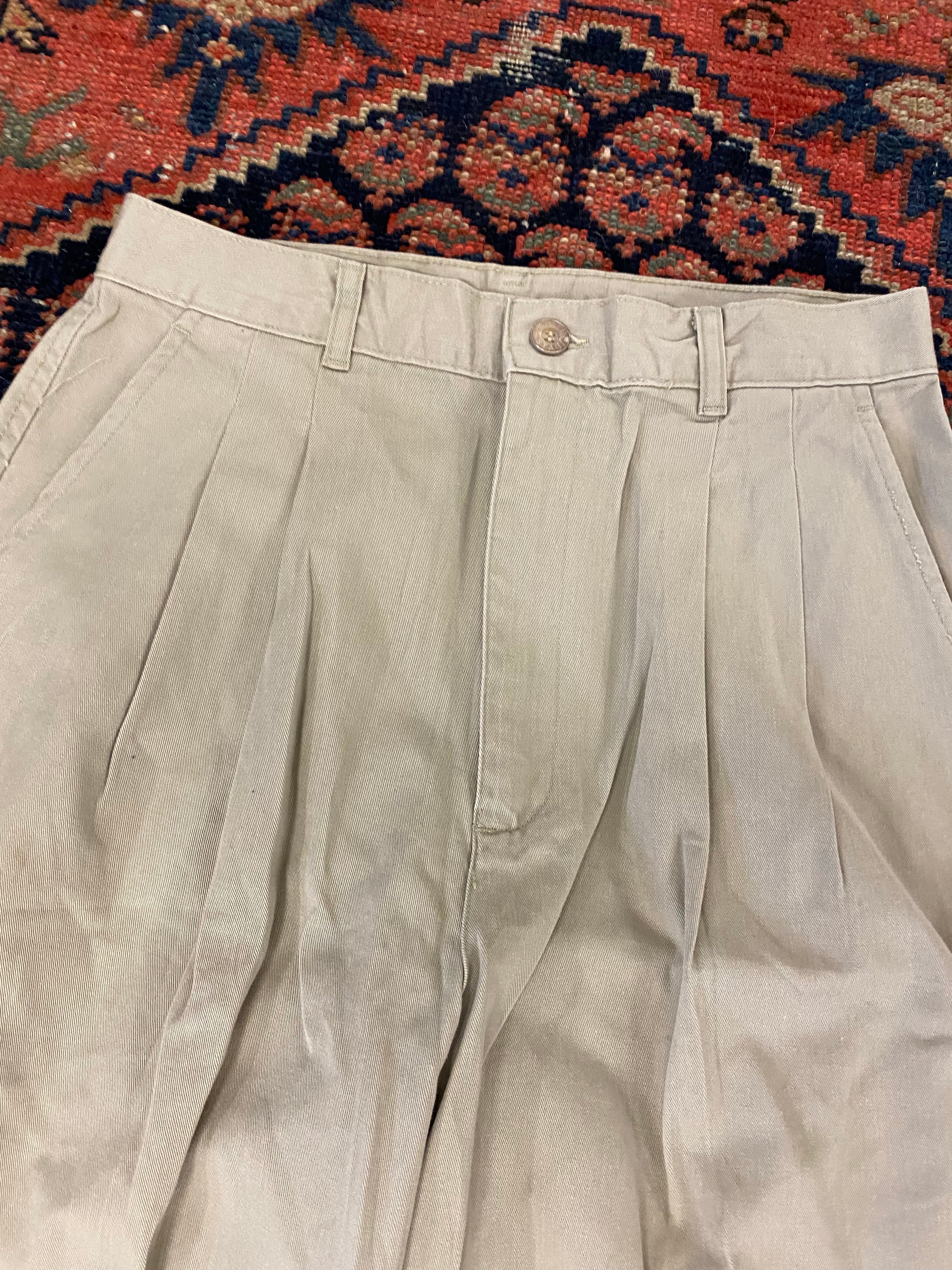 Vintage High Waisted Khaki Trousers - 26in