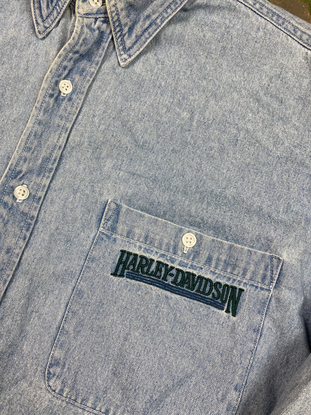 Embroidered Harley button up