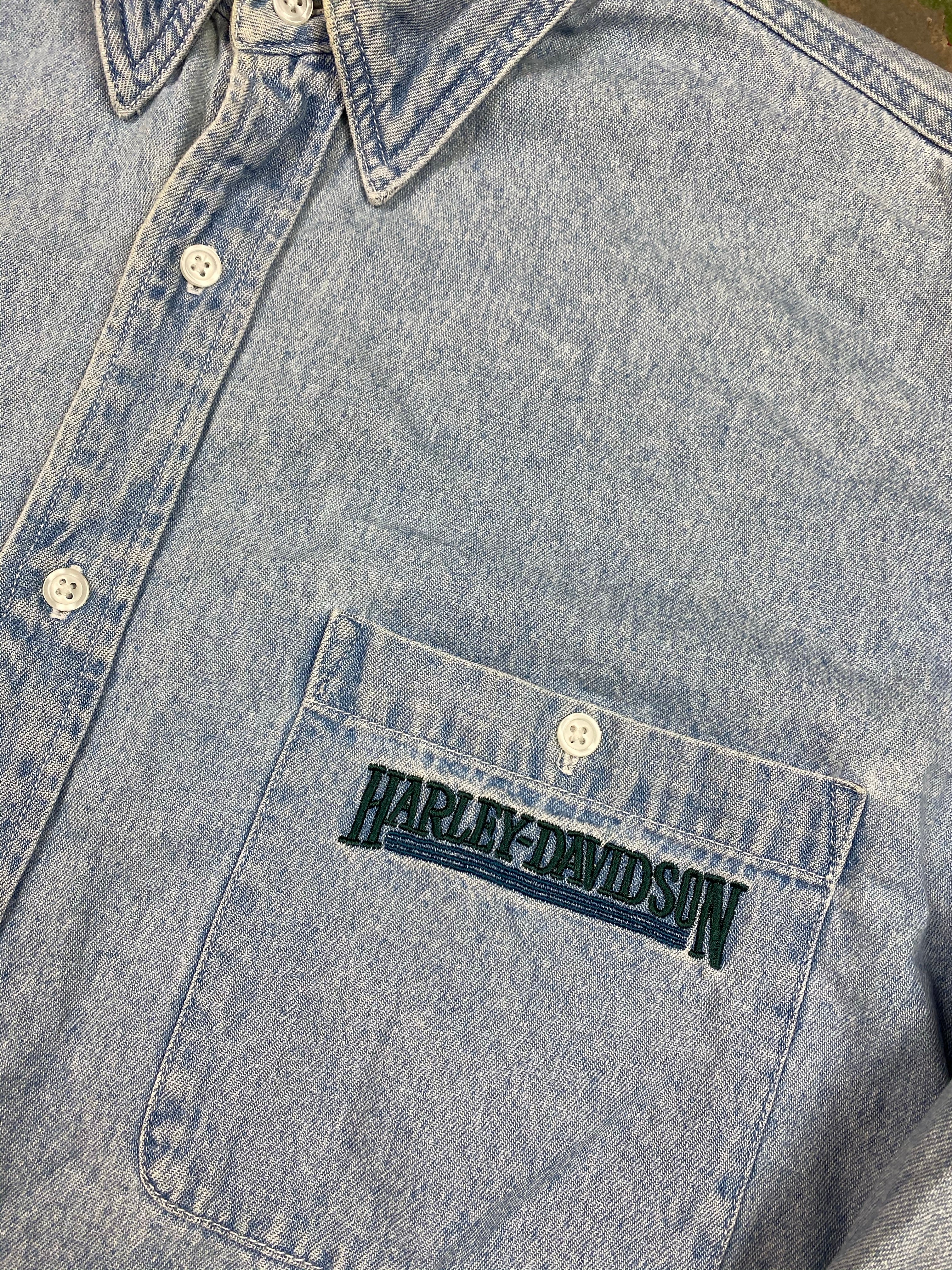 Embroidered Harley button up