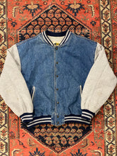 Load image into Gallery viewer, Vintage Denim Varsity Jacket - L