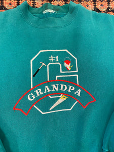 90s Embroidered Grandpa Crewneck - L