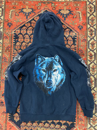 90s Wolf Full Zip Sweater - S