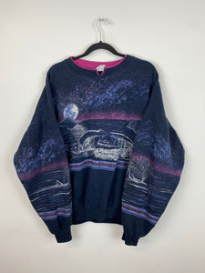 90s all over print whale crewneck - M