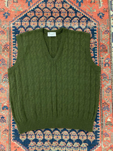 Vintage Green Cable Knit Vest - S