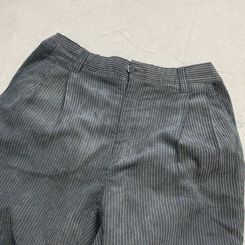 Pleated straight leg corduroy pants