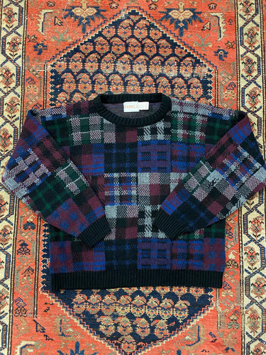 90s Plaid Knit Sweater - S