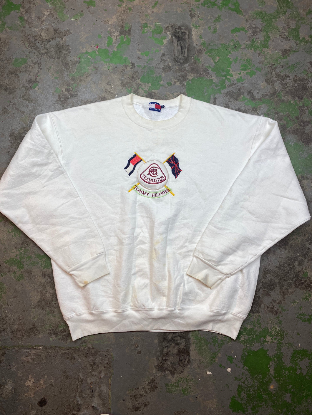 Heavy weight embroidered Tommy crewneck