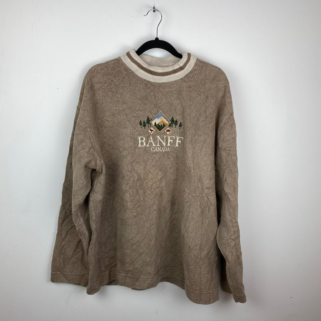 Embroidered mock neck Banff crewneck