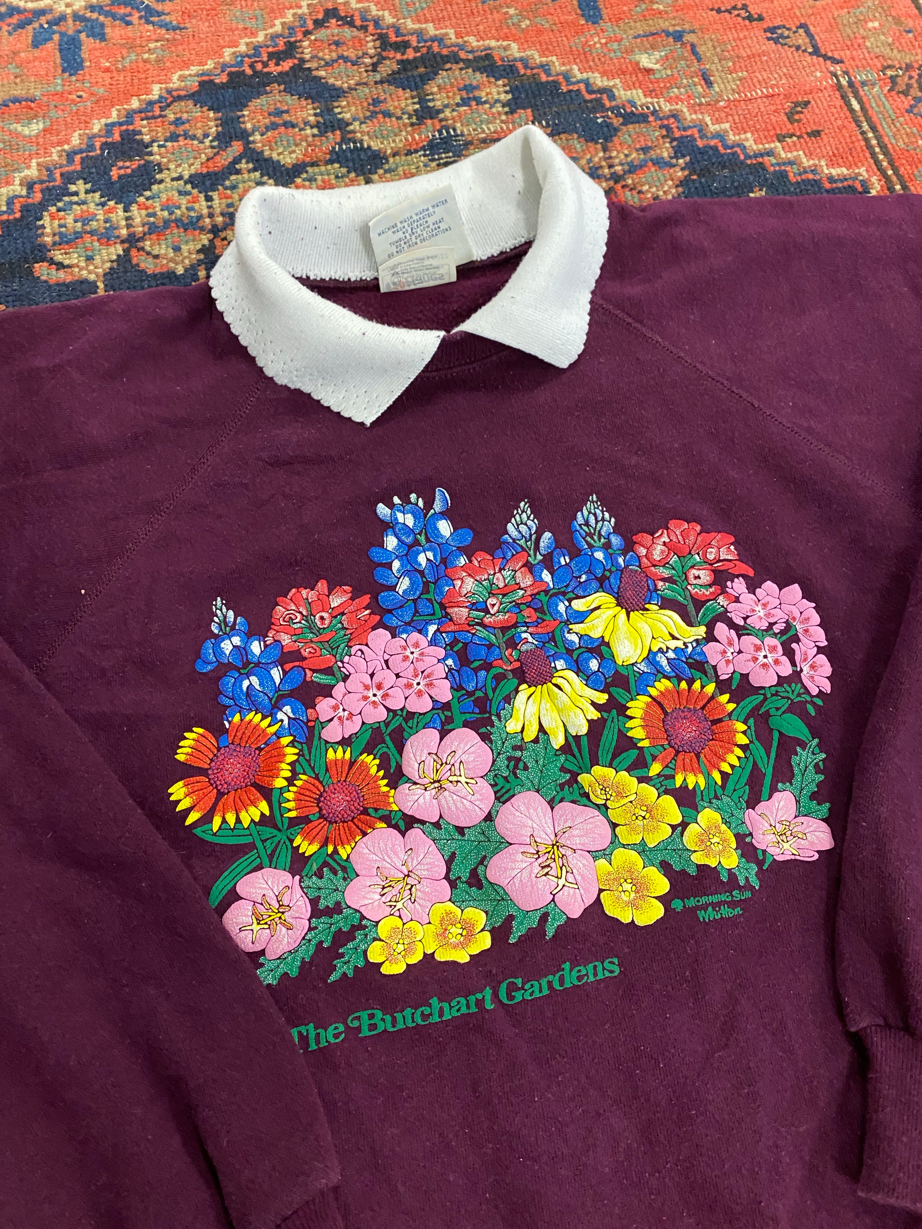 Vintage Flower Collared Crewneck - M