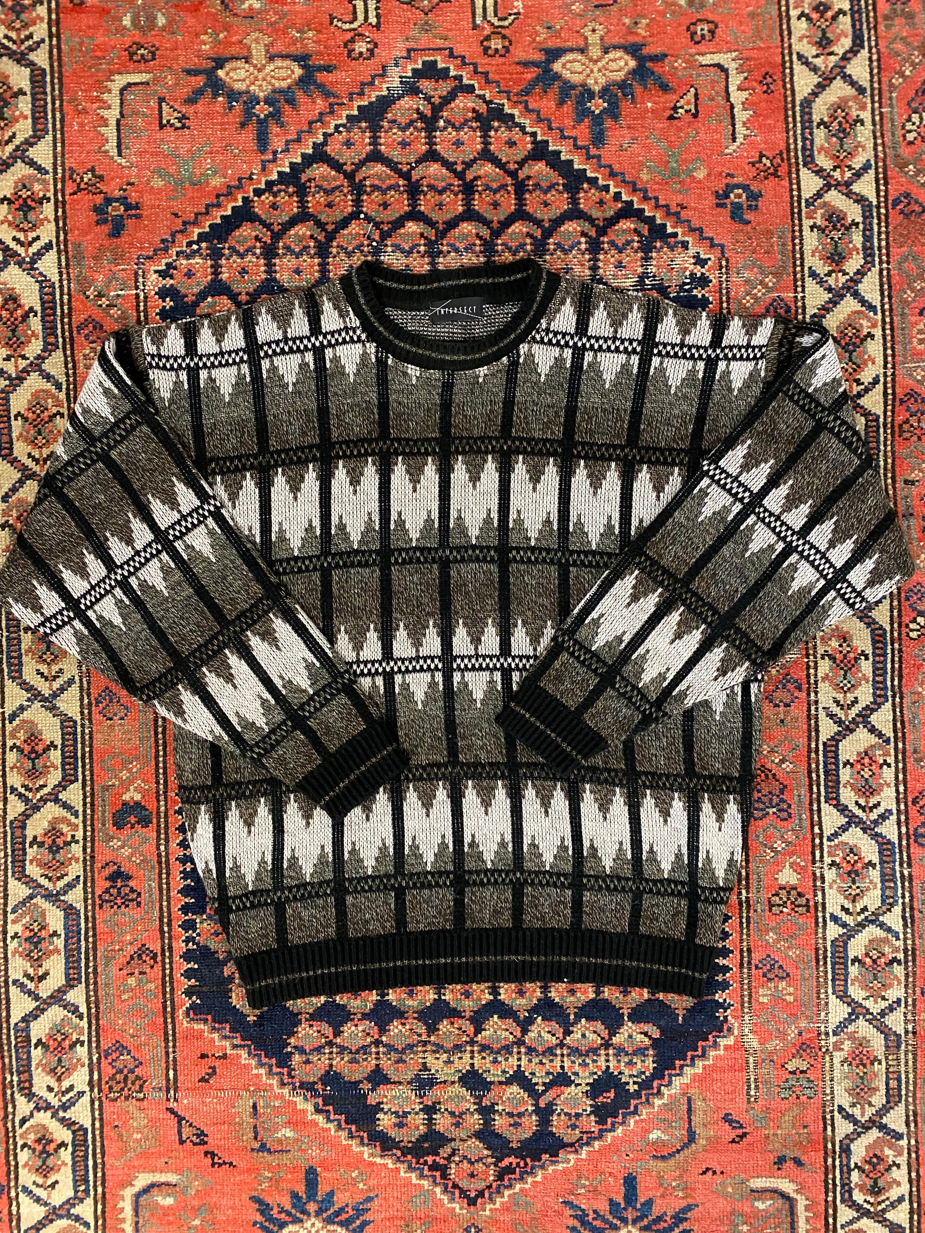 Vintage Patterned Knit Sweater - M/L