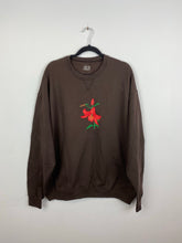 Load image into Gallery viewer, Brown embroidered flower crewneck