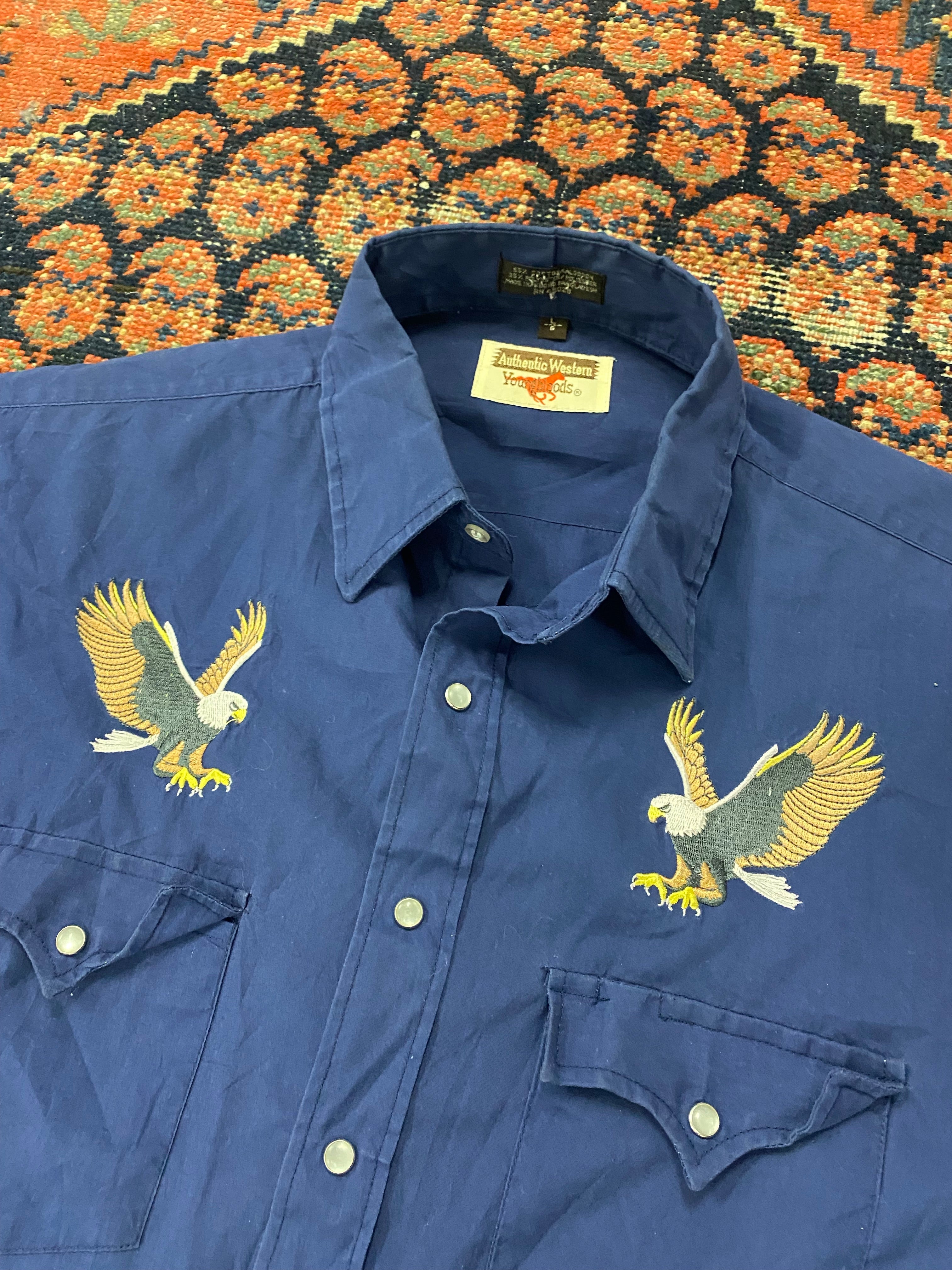 Vintage Eagle Embroidered Western Button Up - M