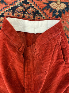 Vintage Burgundy High Waisted Corduroy Trousers - 28in