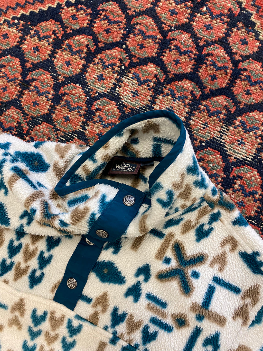 Vintage Woolrich Fleece Henley - M