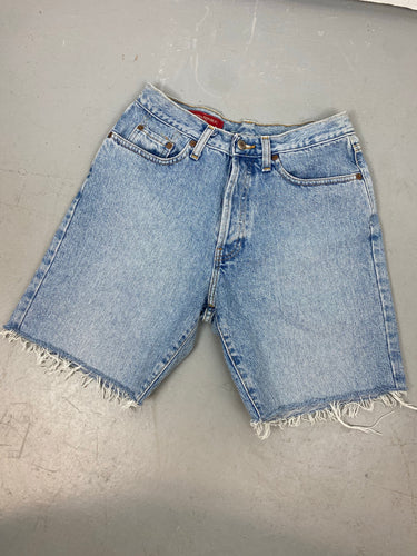 90s Banana Republic Frayed High Waisted Denim Shorts - 28in