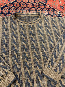 Vintage Cable Knit Sweater - L